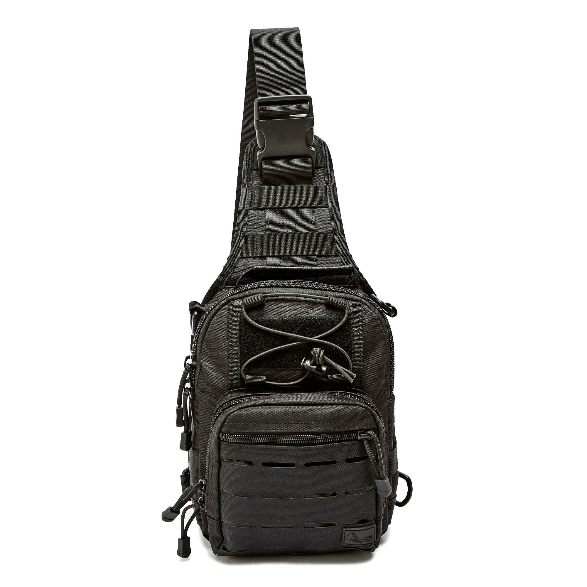 Leather Chest Bag Black Tactical Crossbody Bag Sling 